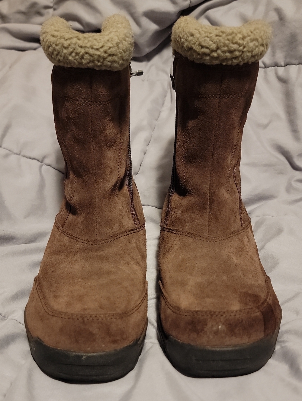 Sorel Waterfall Brown Suede Shearling-Trim Winter Boots